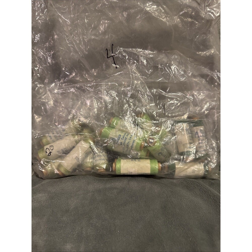 Vintage 80s 20 pc Punch Embroidery Thread Clarke's Green Bag 4